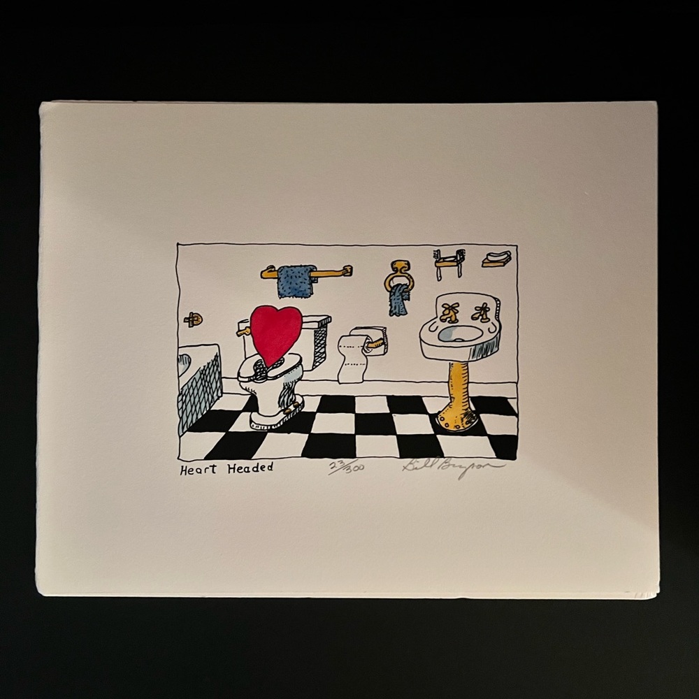 Collectible Bill Bryson 8 X 10. “Heart Headed” Matted Hand Tinted Serigraph